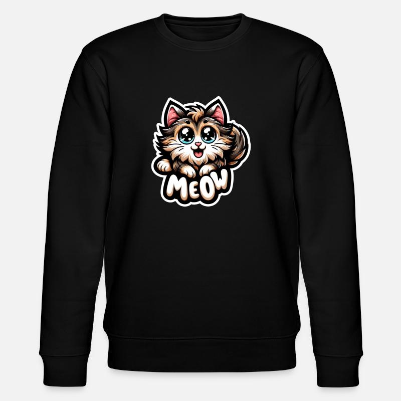 Meow - Katze Illustration - Stanley/Stella Unisex Bio-Sweatshirt CHANGER - Schwarz