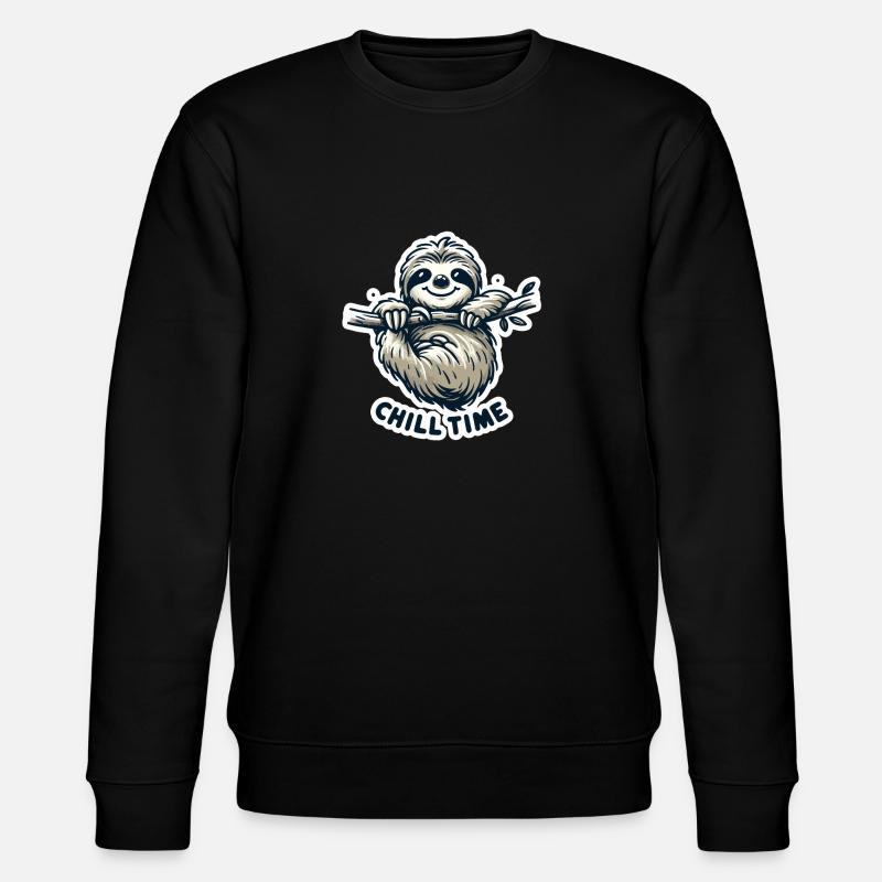 Chill Time - Sloth Illustration - Stanley/Stella CHANGER Unisex Organic Sweatshirt - black