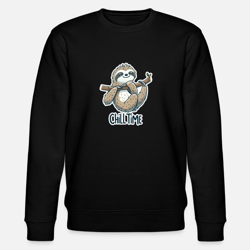 Chill Time - Sloth Illustration - Stanley/Stella CHANGER Unisex Organic Sweatshirt - black