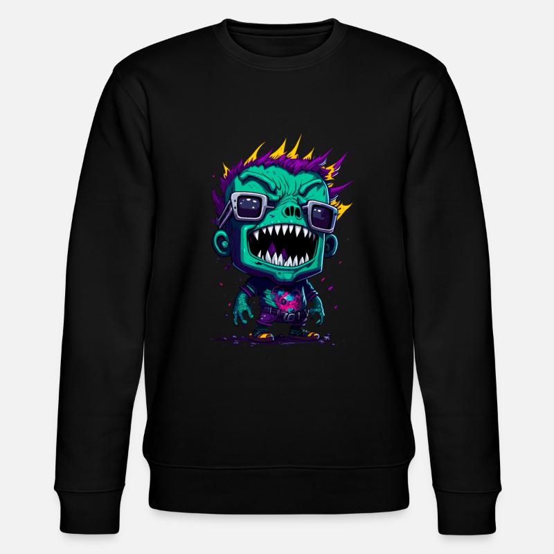 Bunter cooler Zombie - Stanley/Stella Unisex Bio-Sweatshirt CHANGER  - Schwarz