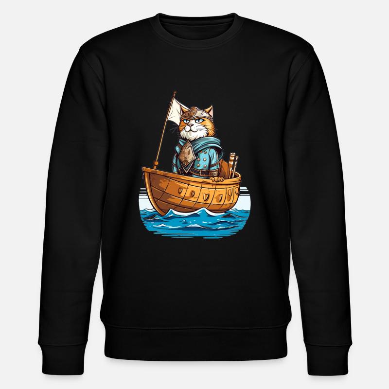 Wikinger-Katze 1 - Stanley/Stella Unisex Bio-Sweatshirt CHANGER  - Schwarz