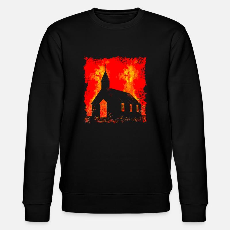 Brennende Kirche - Stanley/Stella Unisex Bio-Sweatshirt CHANGER  - Schwarz