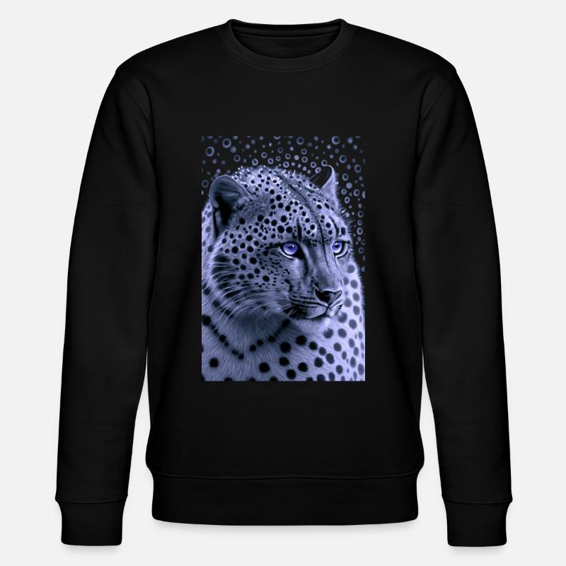 Snow Leopard Blue Eyes - Stanley/Stella CHANGER Unisex Organic Sweatshirt - black