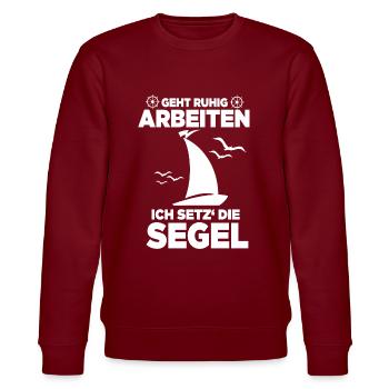 Ich setz' die Segel, Segel Design - Stanley/Stella Unisex Bio-Sweatshirt CHANGER  - Burgunderrot - Vorne - Nik (191cm) & Marisol (170cm)