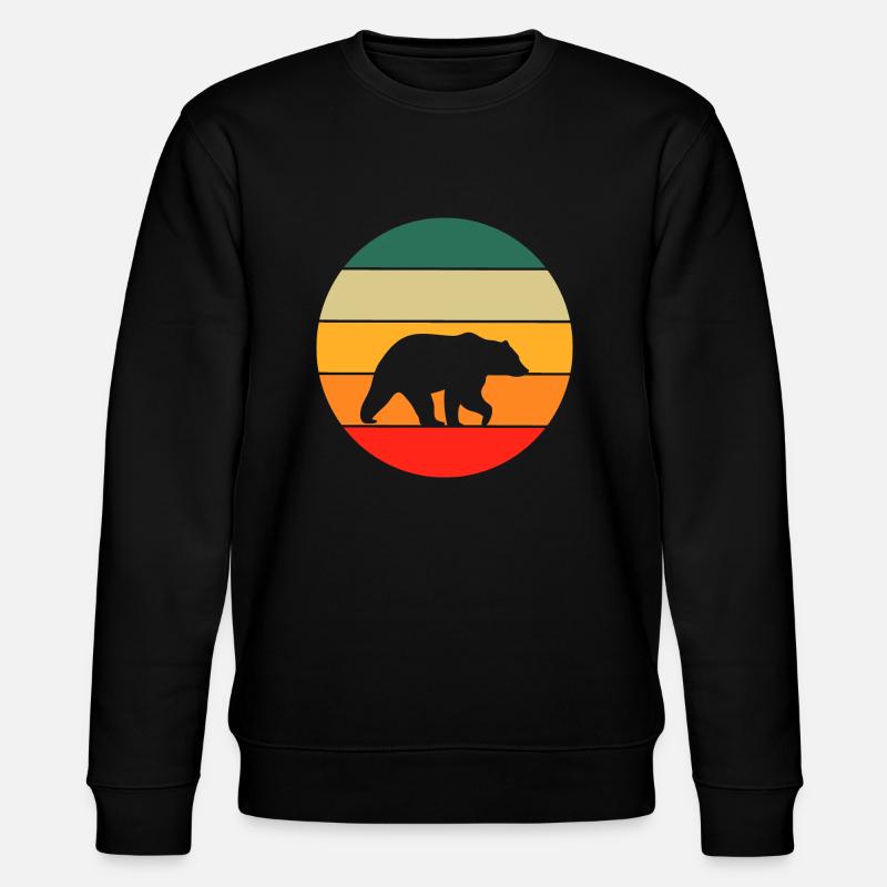 Retro Brown Bear Grizzly Bear - Stanley/Stella CHANGER Unisex Organic Sweatshirt - black