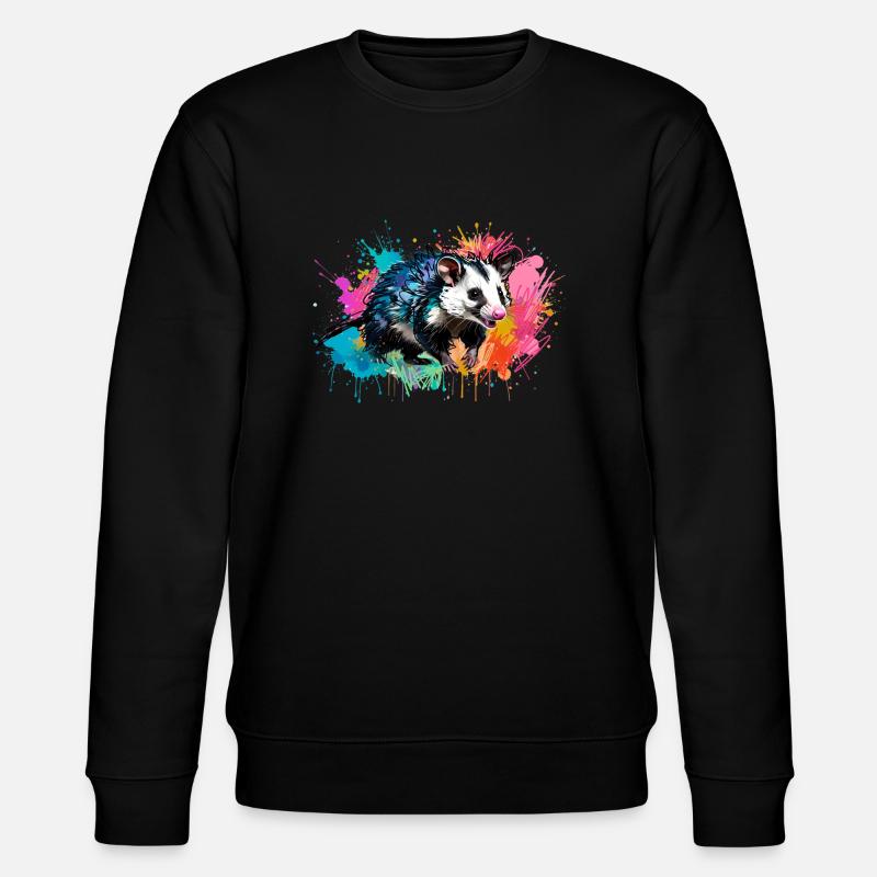Opossum, ilustration,Beutelratte, bunt, Graffiti - Stanley/Stella Unisex Bio-Sweatshirt CHANGER  - Schwarz