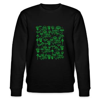 Magic Mushrooms - Psychedelische Pilze Neon Goa - Stanley/Stella Unisex Bio-Sweatshirt CHANGER  - Schwarz - Vorne - Nik (191cm) & Marisol (170cm)