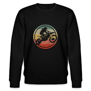 Motocross - Vintage Motorcycle Enduro Gift - Stanley/Stella CHANGER Unisex Organic Sweatshirt - black - Front - Nik (191cm) & Marisol (170cm)