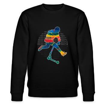 Freestyle-Roller - Stanley/Stella Unisex Bio-Sweatshirt CHANGER  - Schwarz - Vorne - Nik (191cm) & Marisol (170cm)