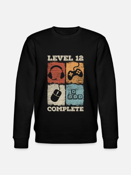 12th Birthday Level Complete Gaming - Stanley/Stella CHANGER Unisex Organic Sweatshirt - black