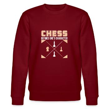 Retro Character Defining Game For A Chess Player - Stanley/Stella CHANGER Unisex Organic Sweatshirt - burgundy - Front - Nik (191cm) & Marisol (170cm)