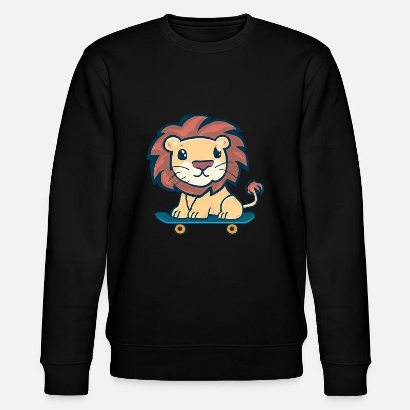 Löwe auf Skateboard - Stanley/Stella Unisex Bio-Sweatshirt CHANGER  - Schwarz