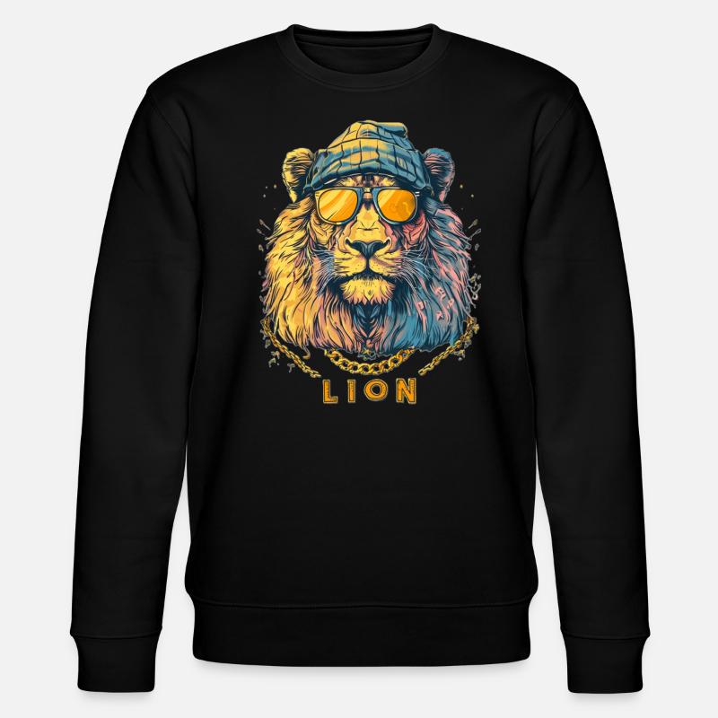 Cooler Löwe - Stanley/Stella Unisex Bio-Sweatshirt CHANGER  - Schwarz
