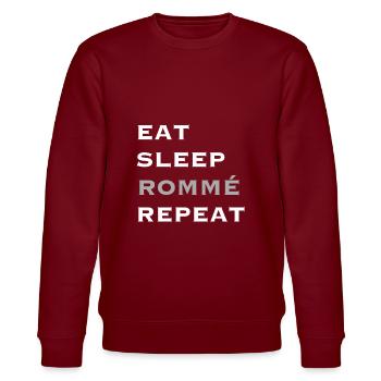 Rommè Rommee Gift double head Rummikub Rummy - Stanley/Stella CHANGER Unisex Organic Sweatshirt - burgundy - Front - Nik (191cm) & Marisol (170cm)