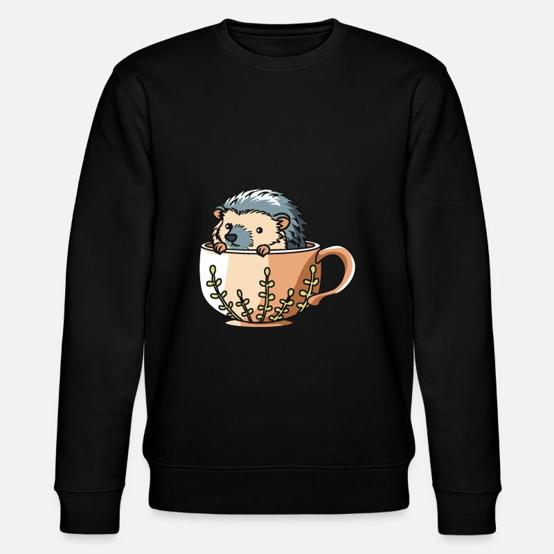 Igel mit Krug - Stanley/Stella Unisex Bio-Sweatshirt CHANGER  - Schwarz