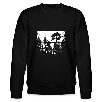 Naturliebhaber - Pinienwald - Wald - Nachhaltig - Stanley/Stella Unisex Bio-Sweatshirt CHANGER  - Schwarz - Vorne - Nik (191cm) & Marisol (170cm)