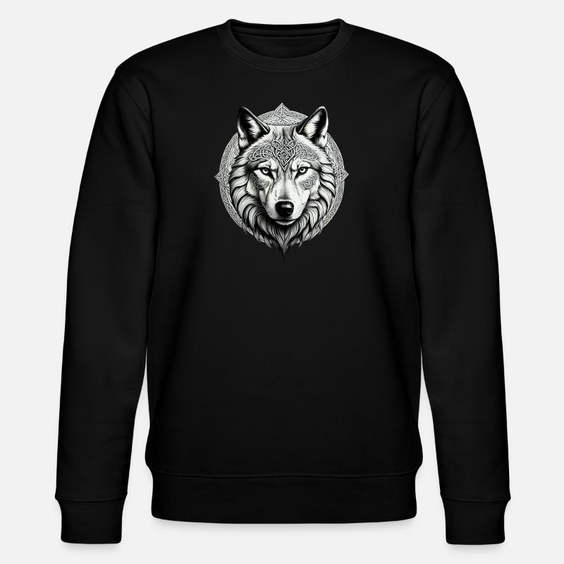 Wolf with Celtic Knot 01 - Stanley/Stella CHANGER Unisex Organic Sweatshirt - black
