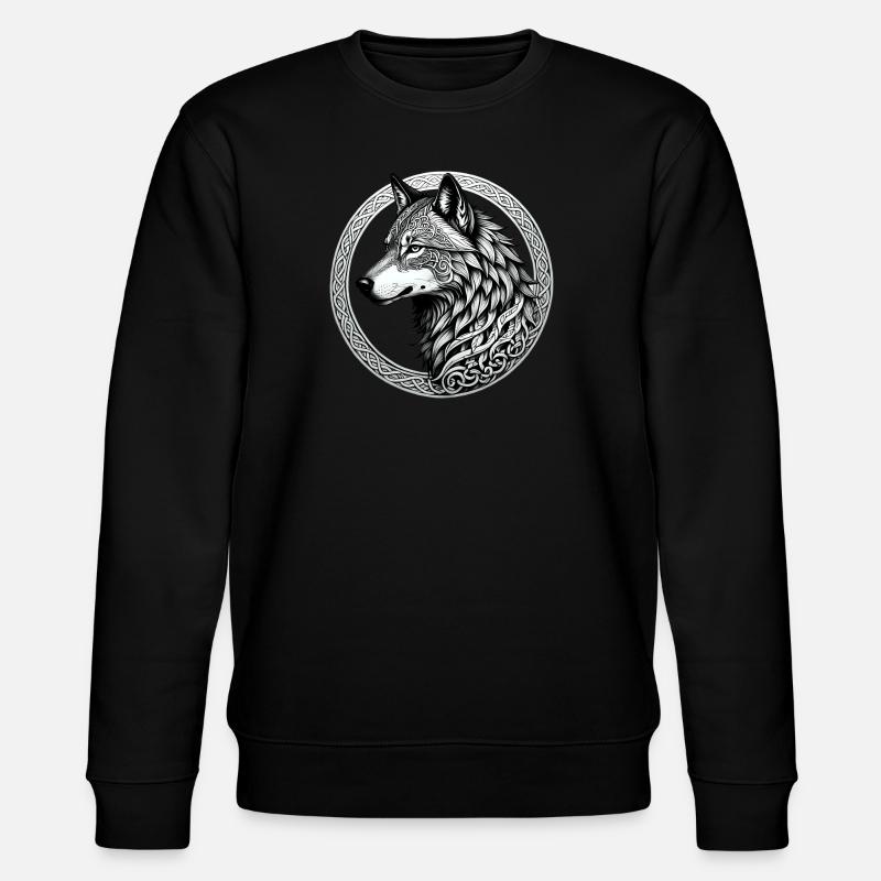Wolf mit keltischem Knoten 02 - Stanley/Stella Unisex Bio-Sweatshirt CHANGER  - Schwarz