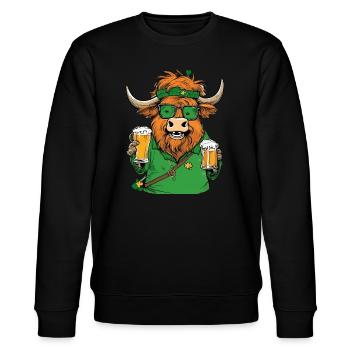 St Patricks Day Kostüm Highland Cow Irish pub beer - Stanley/Stella Unisex Bio-Sweatshirt CHANGER  - Schwarz - Vorne - Nik (191cm) & Marisol (170cm)
