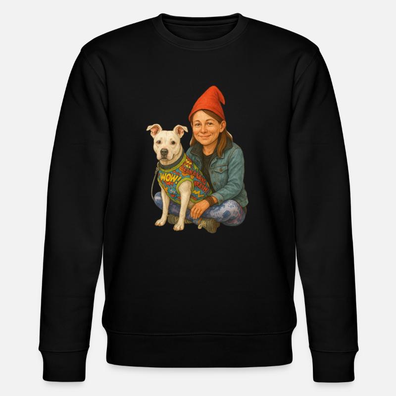 Zwerg mit Hund - Stanley/Stella Unisex Bio-Sweatshirt CHANGER  - Schwarz