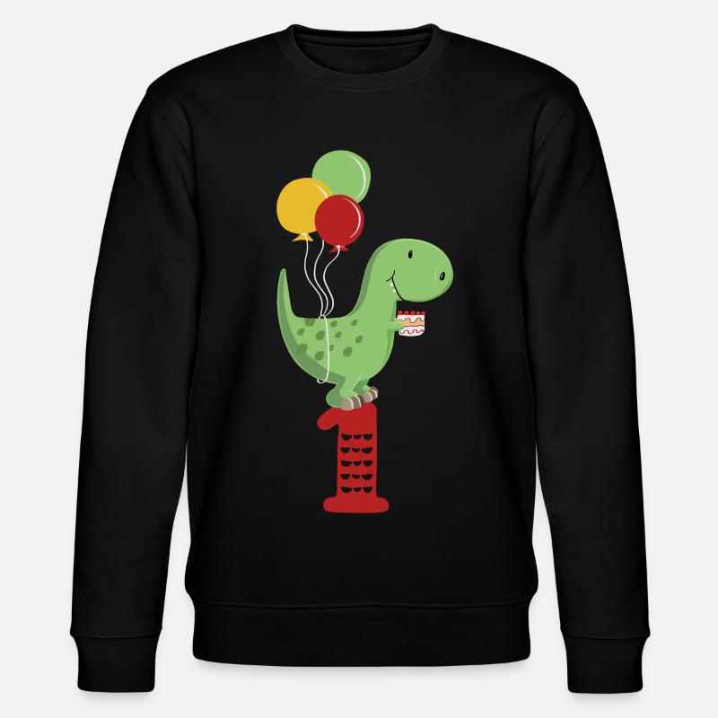 First Birthday Boy T Rex Dinosaur - Stanley/Stella CHANGER Unisex Organic Sweatshirt - black