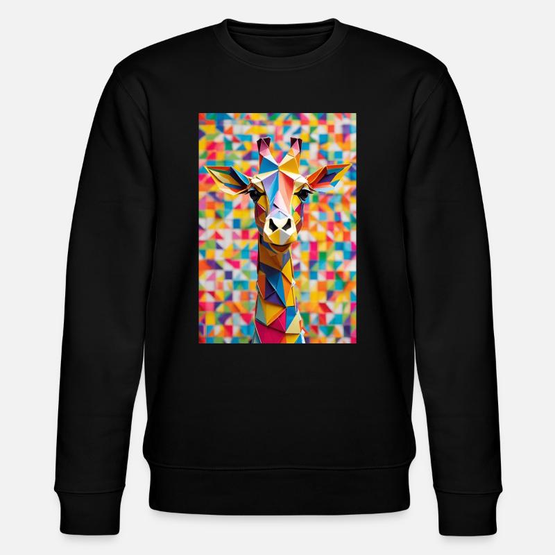 Rainbow Giraffe - Stanley/Stella CHANGER Unisex Organic Sweatshirt - black