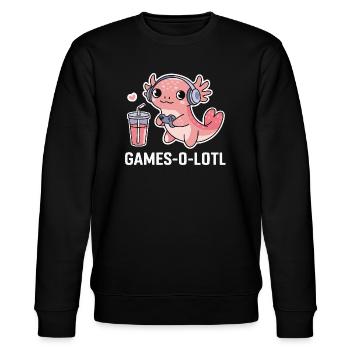 lustiges Gameing Geschenk GamerGirl Kawaii Axolotl - Stanley/Stella Unisex Bio-Sweatshirt CHANGER  - Schwarz - Vorne - Nik (191cm) & Marisol (170cm)
