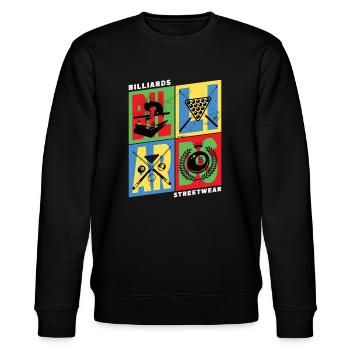 Billard Pool Snooker Queue Kugeln Vintage Retro - Stanley/Stella Unisex Bio-Sweatshirt CHANGER  - Schwarz - Vorne - Nik (191cm) & Marisol (170cm)