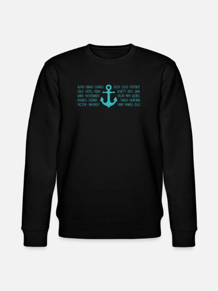 NATO-Alphabet Seefunk mit Anker türkis - Stanley/Stella Unisex Bio-Sweatshirt CHANGER - Schwarz