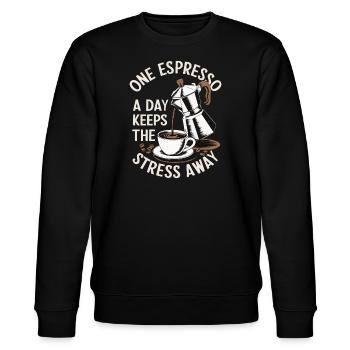 Espresso Gift Idea Funny Sayings - Stanley/Stella CHANGER Unisex Organic Sweatshirt - black - Front - Nik (191cm) & Marisol (170cm)