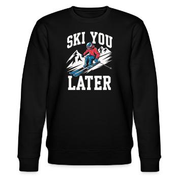 Ski you later - Ski Geschenkidee - Stanley/Stella Unisex Bio-Sweatshirt CHANGER  - Schwarz - Vorne - Nik (191cm) & Marisol (170cm)
