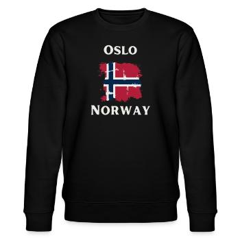 Oslo Norway Souvenir Flag Hiking Gift Idea - Stanley/Stella CHANGER Unisex Organic Sweatshirt - black - Front - Nik (191cm) & Marisol (170cm)