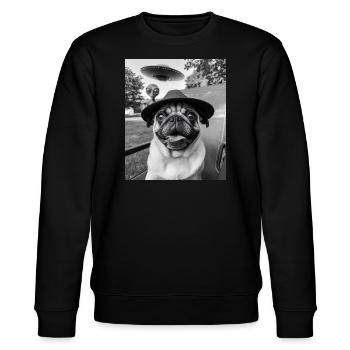 lustiges Ufo Selfie Bulldog Geschenk Astrologie - Stanley/Stella Unisex Bio-Sweatshirt CHANGER  - Schwarz - Vorne - Nik (191cm) & Marisol (170cm)