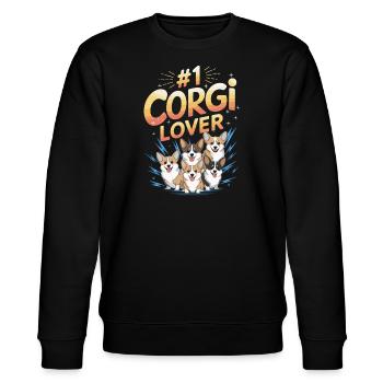 Corgi Lover Geschenk Vintage Bootleg Rap Corgi - Stanley/Stella Unisex Bio-Sweatshirt CHANGER  - Schwarz - Vorne - Nik (191cm) & Marisol (170cm)