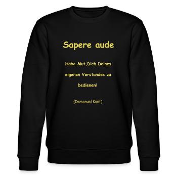 Sapere aude Goldschrift - Stanley/Stella Unisex Bio-Sweatshirt CHANGER  - Schwarz - Vorne - Nik (191cm) & Marisol (170cm)