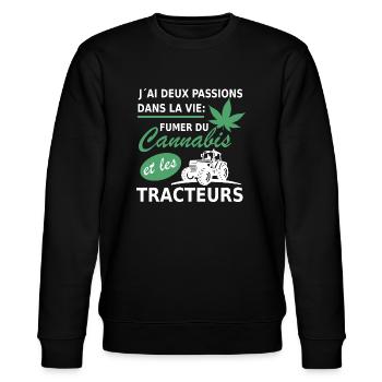 deux passions fumer du cannabis et les tracteurs - Sweat bio CHANGER Stanley/Stella Unisexe - noir - Devant - Nik (191cm) & Marisol (170cm)