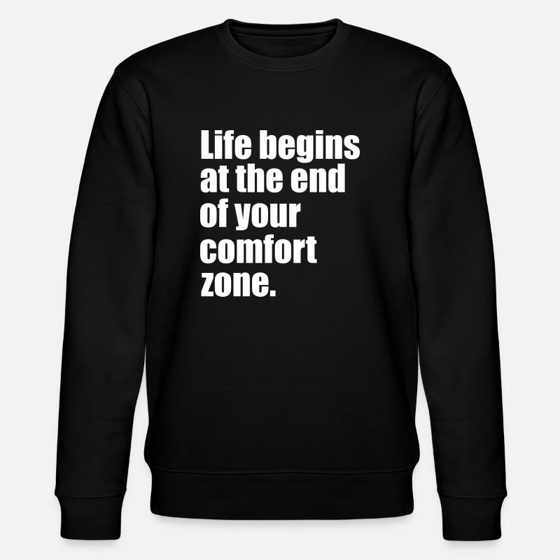 Das Leben beginnt Zitat - Stanley/Stella Unisex Bio-Sweatshirt CHANGER  - Schwarz