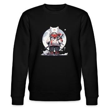 Chat samouraï mignon - Sweat bio CHANGER Stanley/Stella Unisexe - noir - Devant - Nik (191cm) & Marisol (170cm)