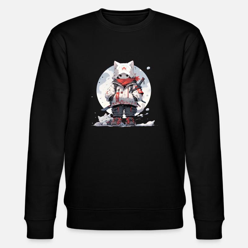 Cute samurai cat - Stanley/Stella CHANGER Unisex Organic Sweatshirt - black