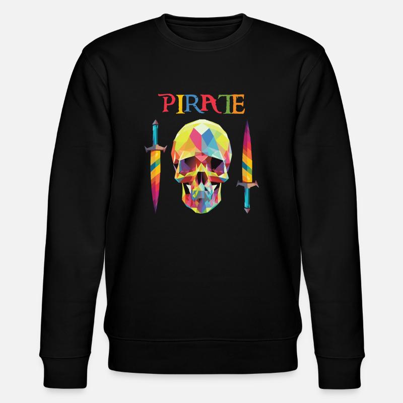 Pirate - Low Poly Skull - Stanley/Stella CHANGER Unisex Organic Sweatshirt - black