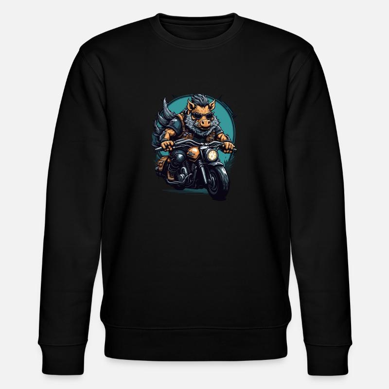 Rasendes Wildschwein - Stanley/Stella Unisex Bio-Sweatshirt CHANGER  - Schwarz