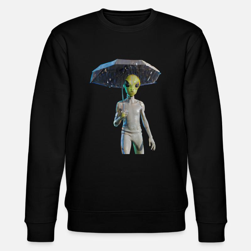 Alien mit Regenschirm - Stanley/Stella Unisex Bio-Sweatshirt CHANGER  - Schwarz