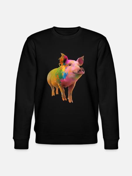 Farbenfrohes Schwein - Stanley/Stella Unisex Bio-Sweatshirt CHANGER - Schwarz