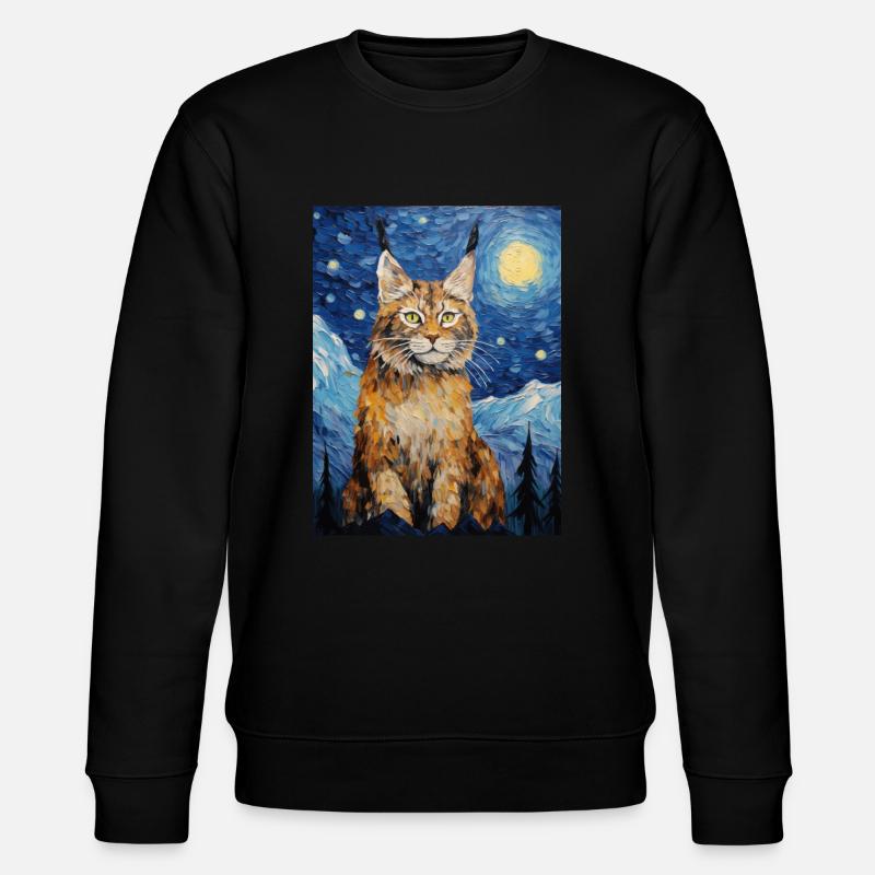 luchs, van gogh, sternennacht, tier - Stanley/Stella Unisex Bio-Sweatshirt CHANGER  - Schwarz