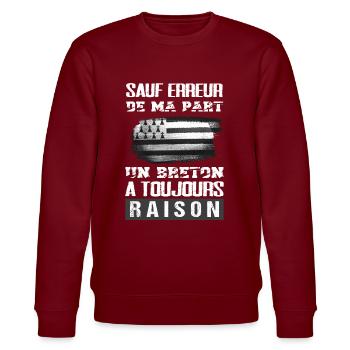 Breton cadeau drôle Bretagne humour - Sweat bio CHANGER Stanley/Stella Unisexe - bordeaux - Devant - Nik (191cm) & Marisol (170cm)