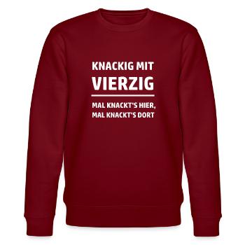 Vierzig Jahre 40. Geburtstag - Stanley/Stella Unisex Bio-Sweatshirt CHANGER  - Burgunderrot - Vorne - Nik (191cm) & Marisol (170cm)