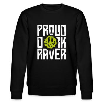 Proud Dark Raver EDM House Music DJ Techno Outfit - Stanley/Stella Unisex Bio-Sweatshirt CHANGER  - Schwarz - Vorne - Nik (191cm) & Marisol (170cm)