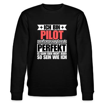Perfekter Pilot - Stanley/Stella Unisex Bio-Sweatshirt CHANGER  - Schwarz - Vorne - Nik (191cm) & Marisol (170cm)