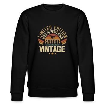 Jahrgang 2008 Retro Geburtstagsgeschenk 2008 - Stanley/Stella Unisex Bio-Sweatshirt CHANGER  - Schwarz - Vorne - Nik (191cm) & Marisol (170cm)