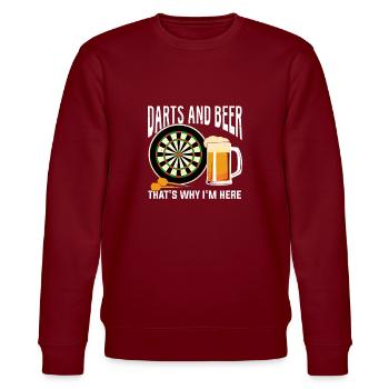 Darts Darts Beer Darts Player Gift - Stanley/Stella CHANGER Unisex Organic Sweatshirt - burgundy - Front - Nik (191cm) & Marisol (170cm)